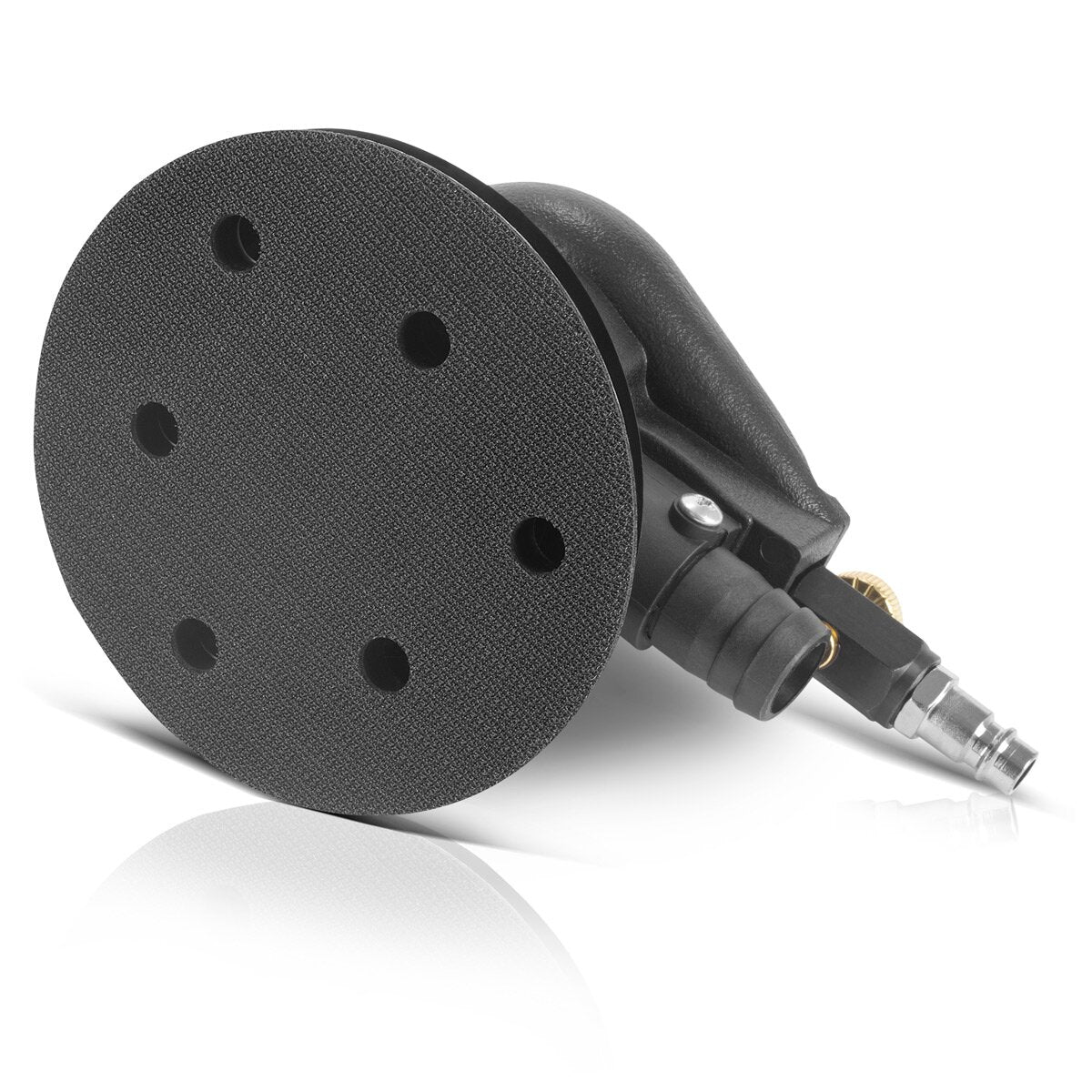 Lijadora excéntrica de aire comprimido STAHLWERK DES-125 ST con juego de 14 discos de lijado con velcro de malla Lijadora de aire comprimido P60-P320 con disco de lijado de 125 mm | Pulidora con sistema de aspiración y bolsa para polvo.