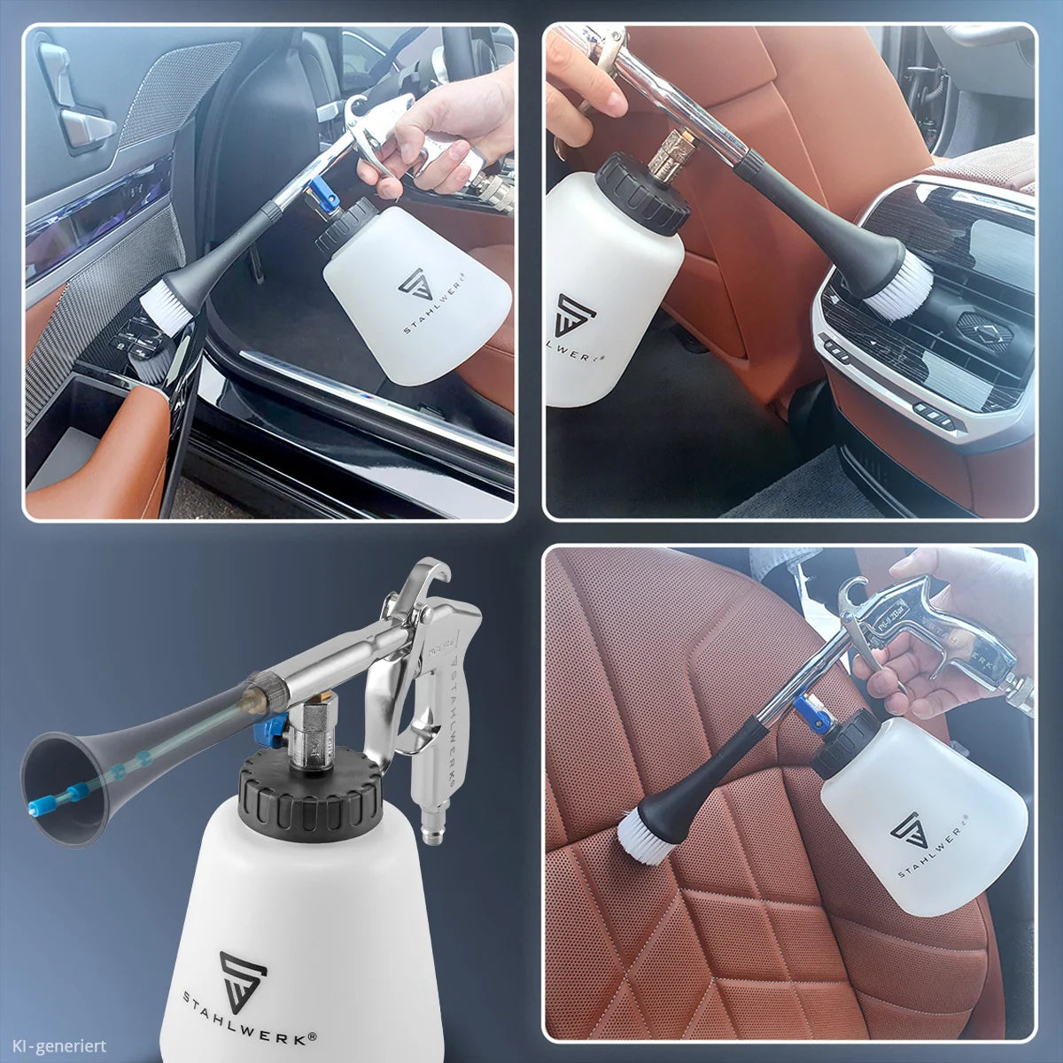 STAHLWERK Druckluft-Reinigungspistole RP-90 ST mit Zubehör-Set | Druckluft-Reiniger mit Wirbel-Effekt | Innenreiniger | Waschpistole | Kfz Ausblaspistole zum Reinigen verschmutzter Oberflächen