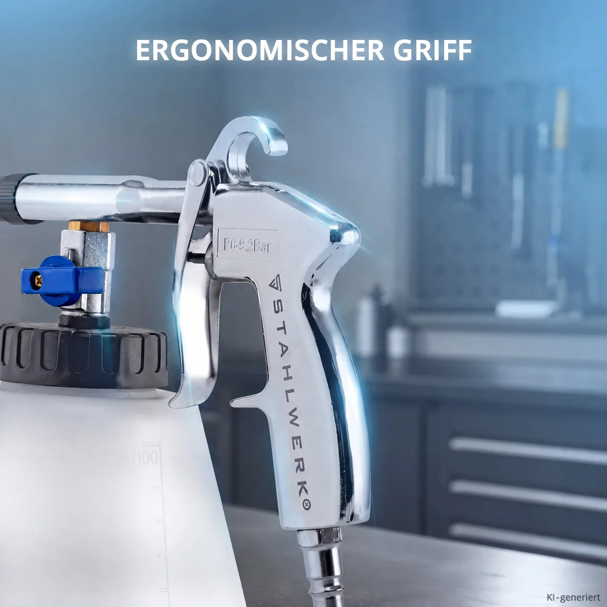 STAHLWERK Druckluft-Reinigungspistole RP-90 ST mit Zubehör-Set | Druckluft-Reiniger mit Wirbel-Effekt | Innenreiniger | Waschpistole | Kfz Ausblaspistole zum Reinigen verschmutzter Oberflächen