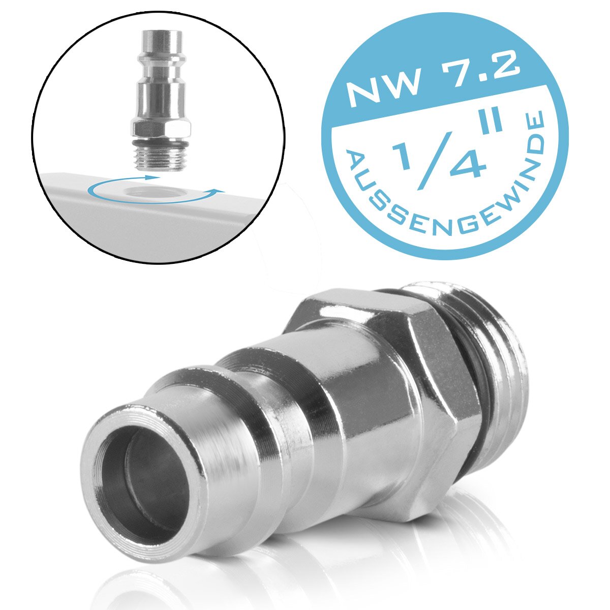 Steelworks Distributore ad aria compressa a 3 volte | Connessione al distributore a 3 vie | Adattatore d'aria compresso | Distributore pneumatico fino a 35 bar con thread di connessione NW 7,2 e 1/4 di pollice per compressori d'aria compressi