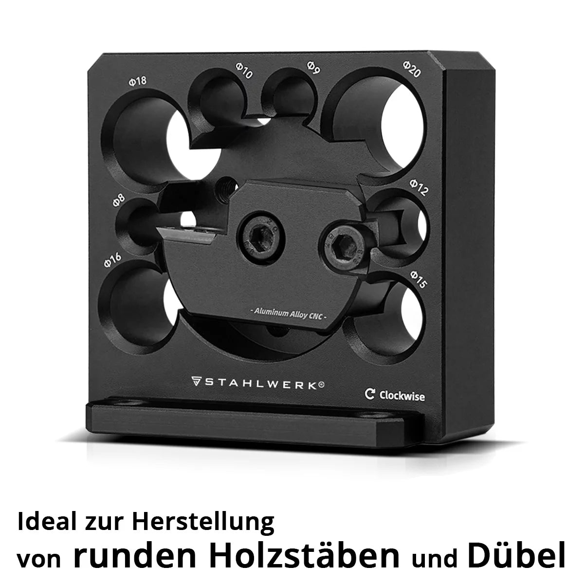 STAHLWERK Dübelmacher 8 | 9 | 10 | 12 | 15 | 16 | 18 | 20 mm Rundstabfräser | Dübelhersteller | Rundstabschneider | Dübelschneider | Präzisions-Vorrichtung zur Holzdübel- und Rundstab-Herstellung