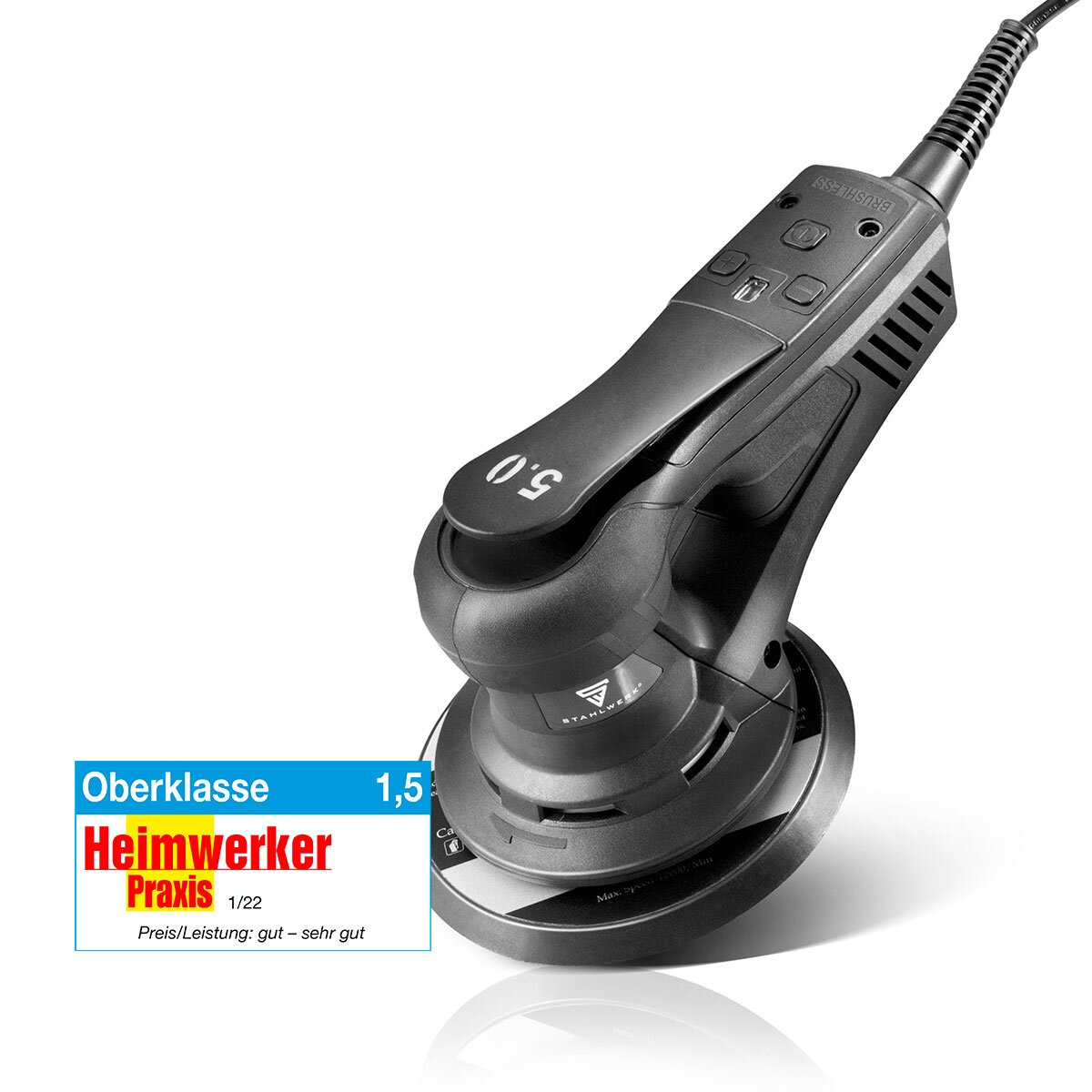 STAHLWERK ES-150 ST Kompakter Brushless Exzenterschleifer / Handschleifer mit 350 Watt nur 1,3 kg