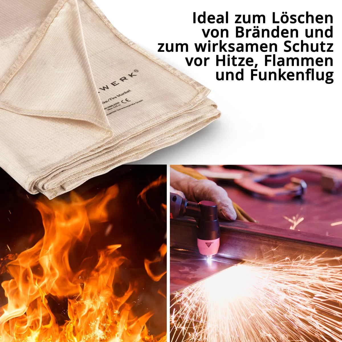 Coperta antincendio STAHLWERK 200 x 100 cm in fibra di vetro DIN EN 1869:2019 coperta antincendio | Coperta antincendio | Coperta antincendio | Tappetino estinguente | Coperta di emergenza | Coperta da saldatore