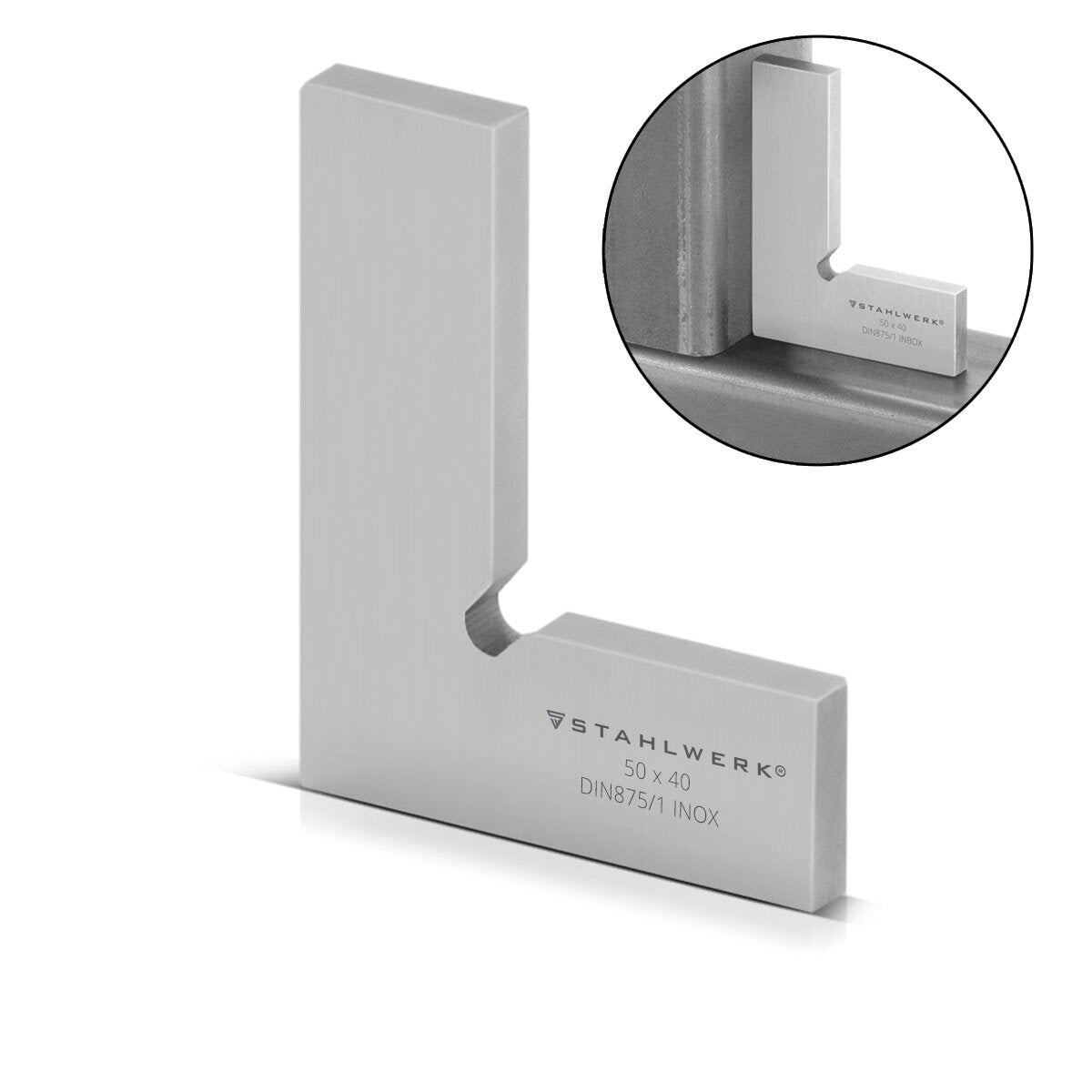 STAHLWERK angle plat 90° 50 x 40 mm DIN 875/1 angle de contrôle / équerre de serrurier / équerre d'arrêt / équerre de précision en acier inoxydable