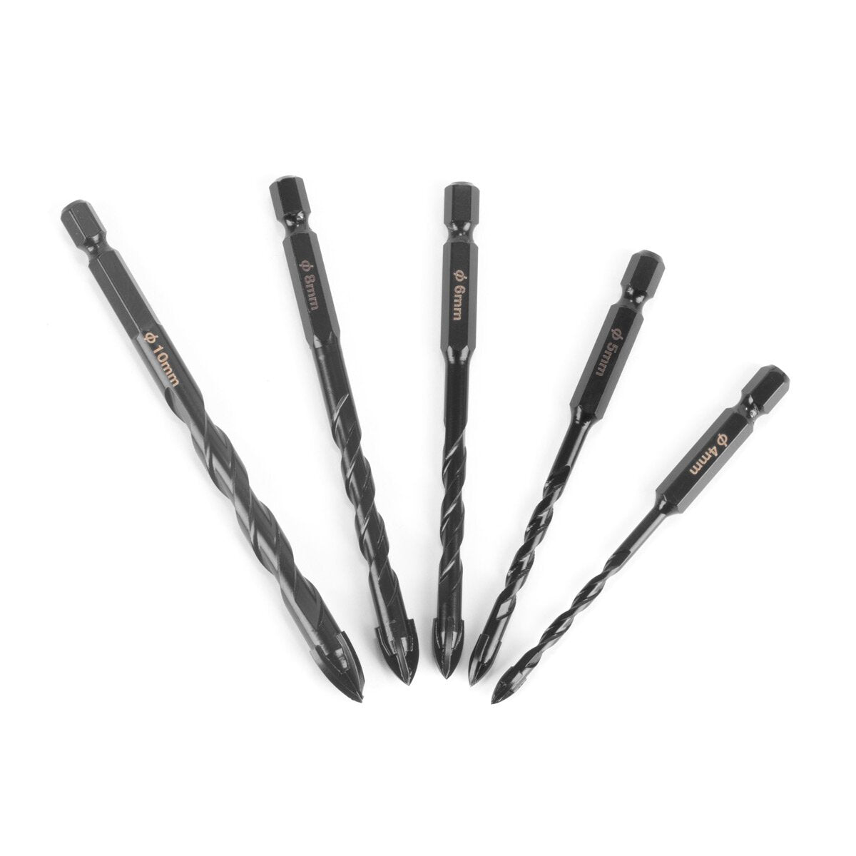 STAHLWERK glass drill | Tile drill | Ceramic drill set of 5 4 | 5 | 6 | 8 | 10 mm with 1/4 inch hexagonal holder for drilling holes in glass, tiles, ceramics, porcelain, clinker brick, fine stoneware, marble