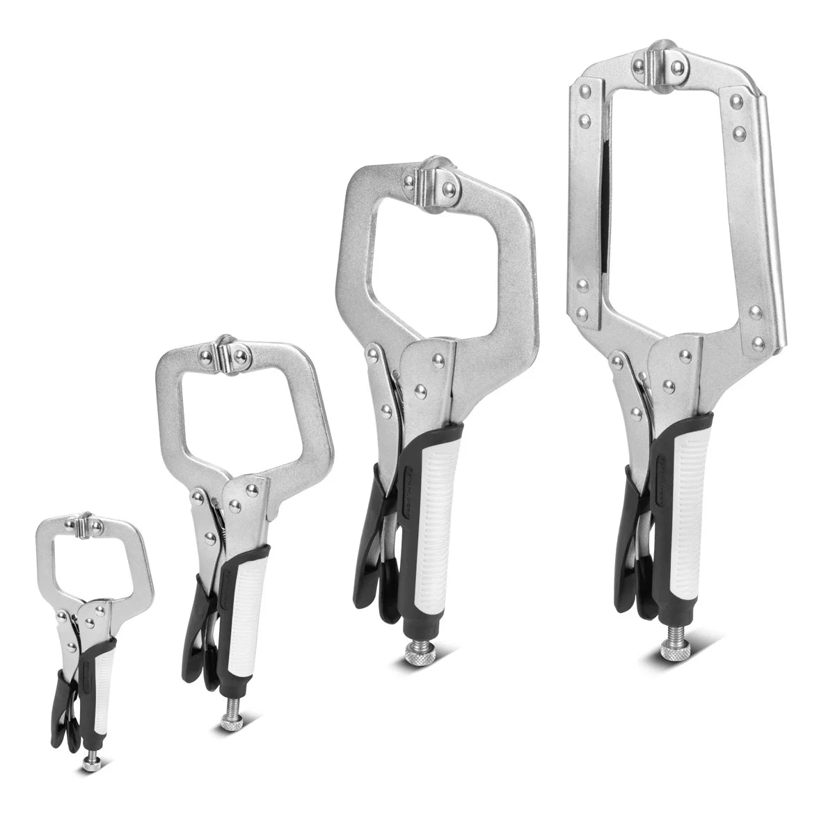 STAHLWERK Gripzangen Set 4-teilig | C-Form 6 bis 14 Zoll | Schnellspannzwingen | Klemmzwingen | Schweißer-Gripzangen aus hochlegiertem Stahl inklusive Transportkoffer