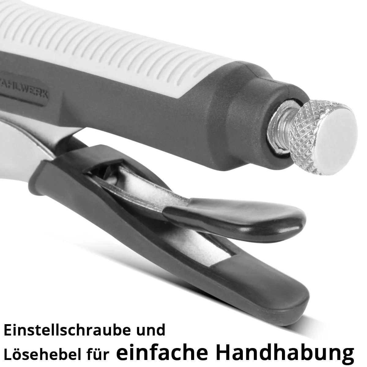 STAHLWERK Gripzangen Set 6-teilig Klemmbereich einstellbar | Langbeck-Gripzange 165/241mm | Gripzangen mit gebogenen Backen 127/178/254 mm | C-Klemme 152 mm | Ergonomische TPR Griffe | Rolltasche inklusive