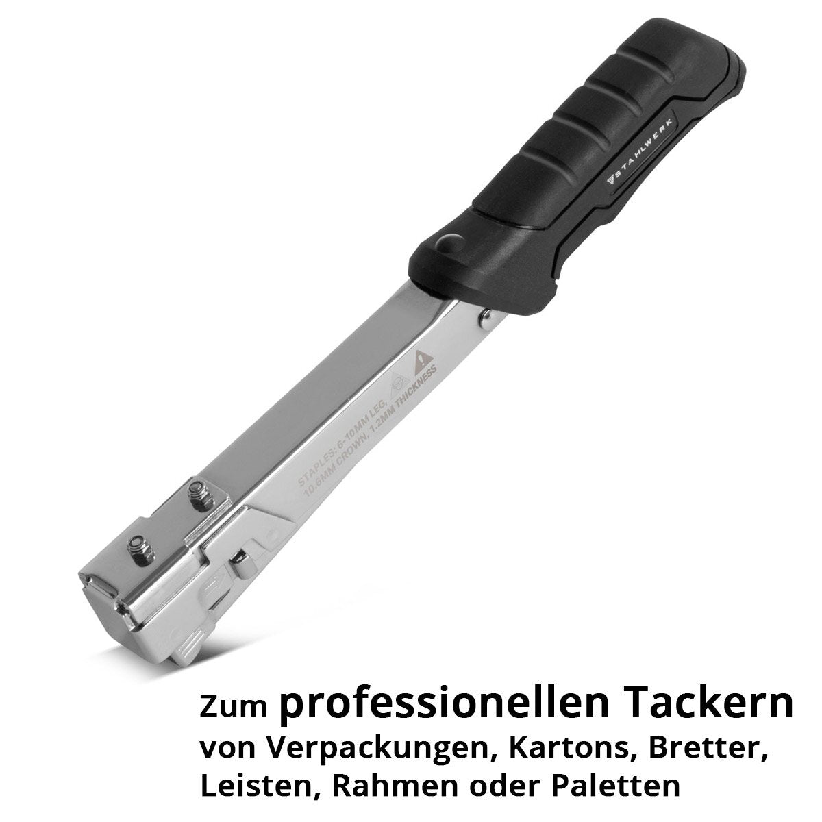 STAHLWERK hammer tacker with 1000 staples, professional tacker | Impact stapler | Hand stapler | Impact stapler | Hammer nailer | staple gun | Stapler for staples 6-10 mm type G