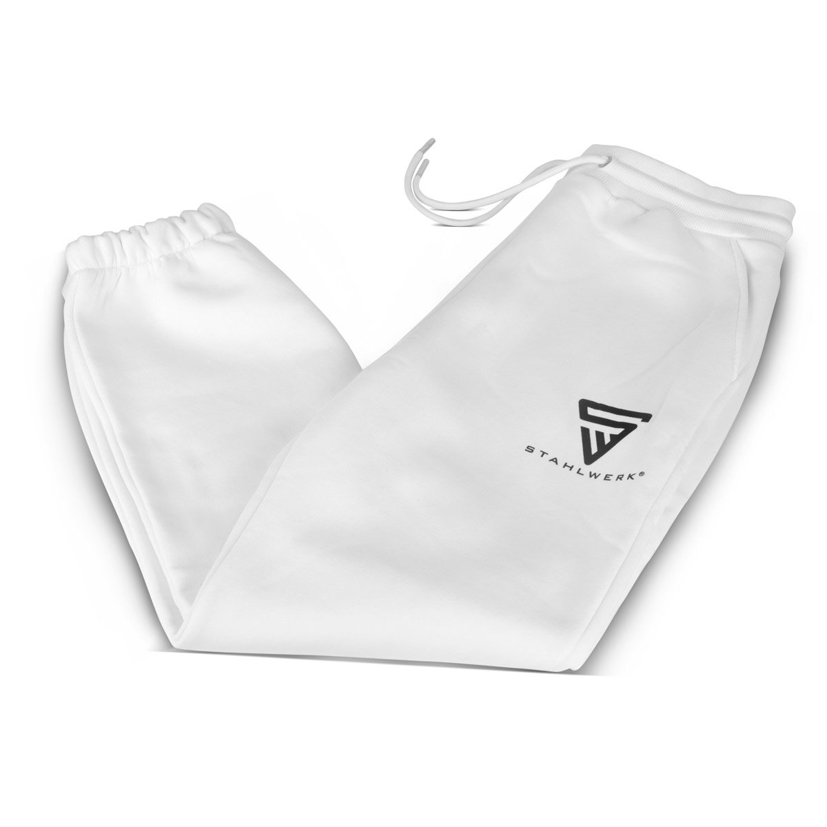 Pantalon de jogging STAHLWERK blanc taille XL pantalon de sport | joggeurs | Pantalons d'entraînement | Pantalons de survêtement | Pantalon de survêtement avec logo imprimé en 70 % coton et 30 % polyester