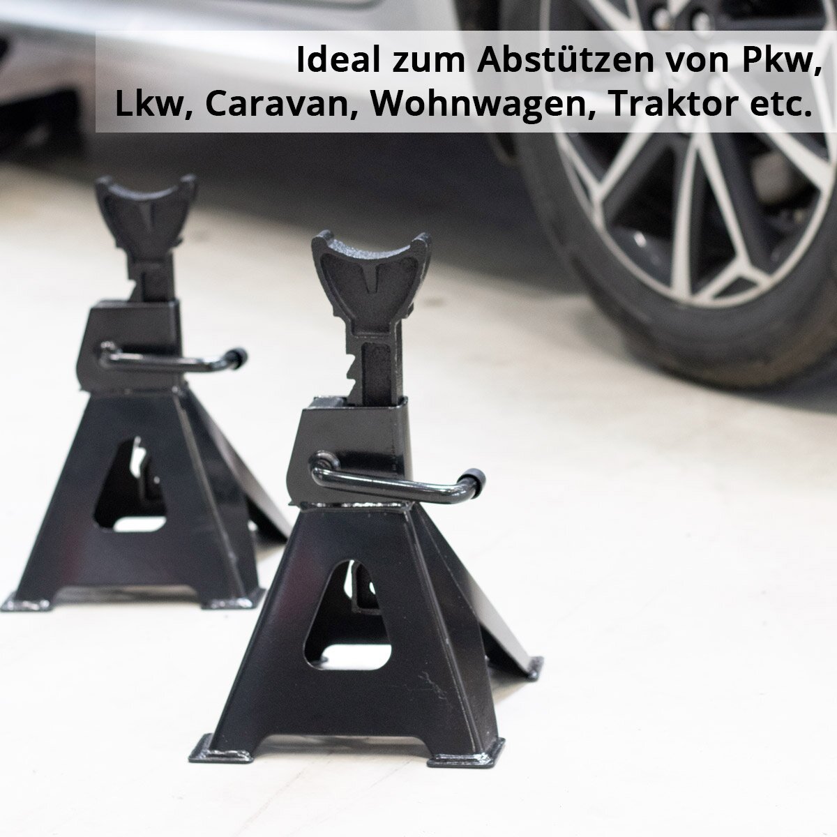 STAHLWERK Unterstellbock JS-3 ST 2er Set mit 3 t Tragkraft 275 – 415 mm höhenverstellbarer Kfz-Abstellbock | Wagenheber | Abstellstütze | Stützbock für Pkw, Lkw, Caravan, Wohnwagen, Landwirtschaft