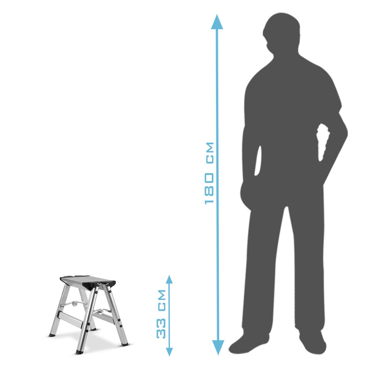 STAHLWERK folding step KT-1 ST with 120 kg load capacity aluminum ladder | Folding ladder | stepladder | stool | Step stool with non-slip step