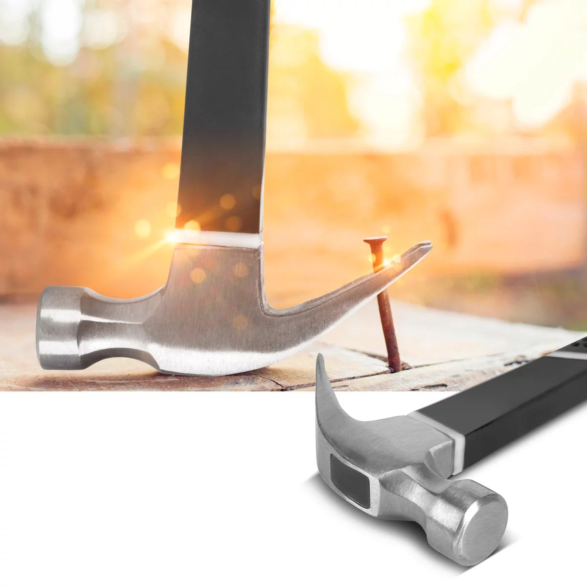 STAHLWERK Klauenhammer 570 g Zimmermannshammer aus geschmiedetem Carbon-Stahl | Latthammer mit rutschsicherem Fiberglas-Griff | Dachdeckerhammer | Krallenhammer| Fiberglas-Hammer