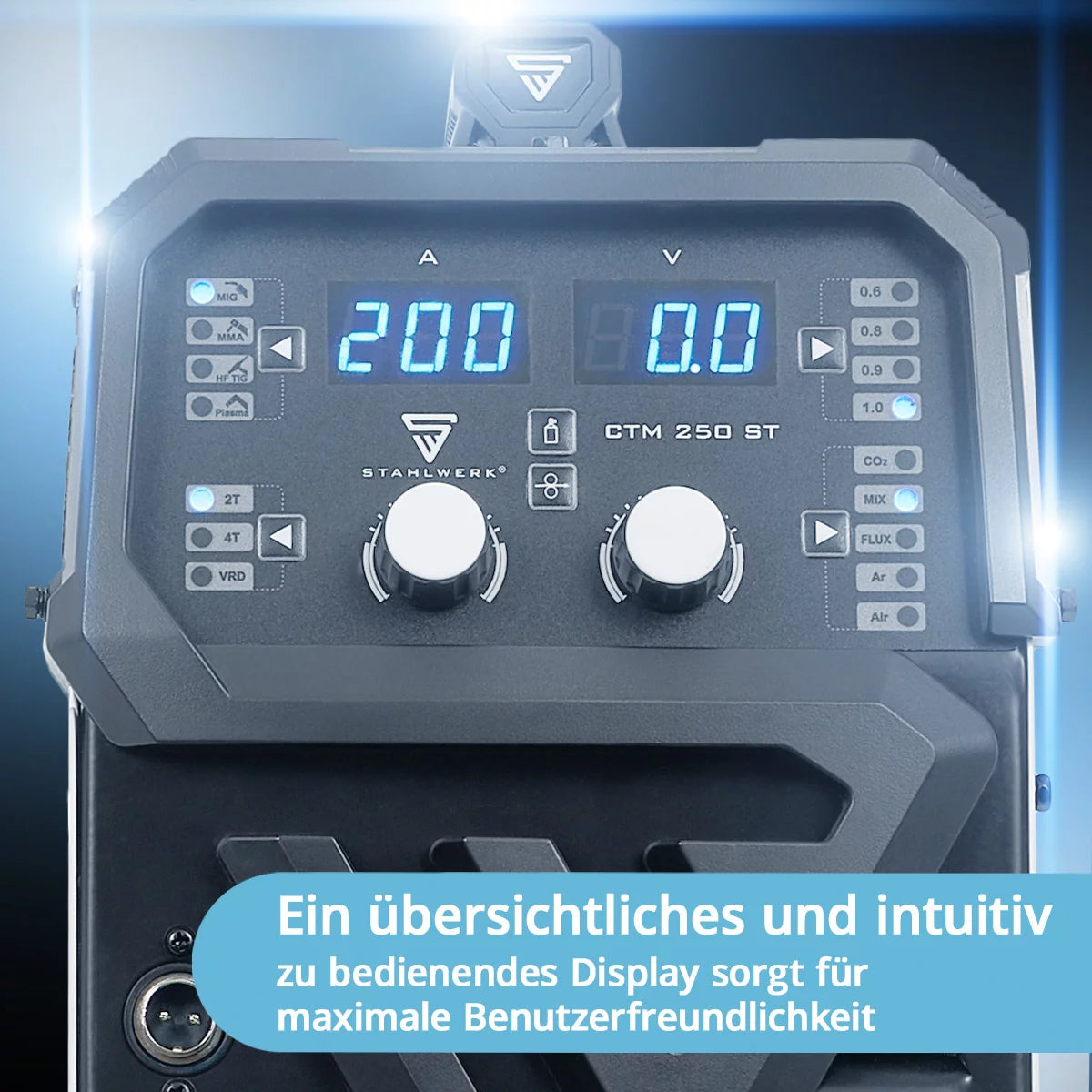 Soldadora combinada STAHLWERK CTM-250 ST totalmente equipada con función TIG + MIG/MAG + MMA/ARC + CUT/Plasma con 200 amperios y 45 amperios función plasma