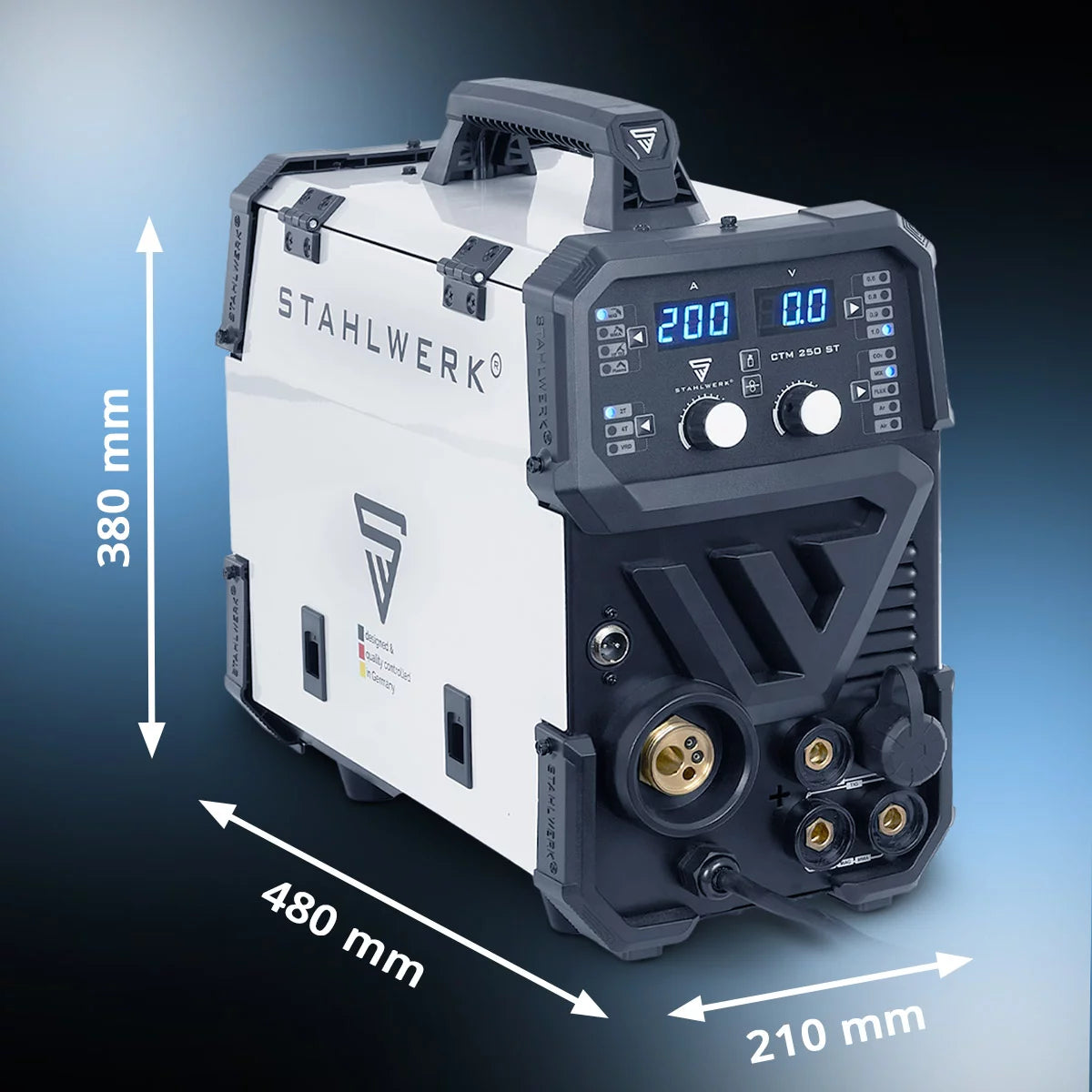 Soldadora combinada STAHLWERK CTM-250 ST totalmente equipada con función TIG + MIG/MAG + MMA/ARC + CUT/Plasma con 200 amperios y 45 amperios función plasma