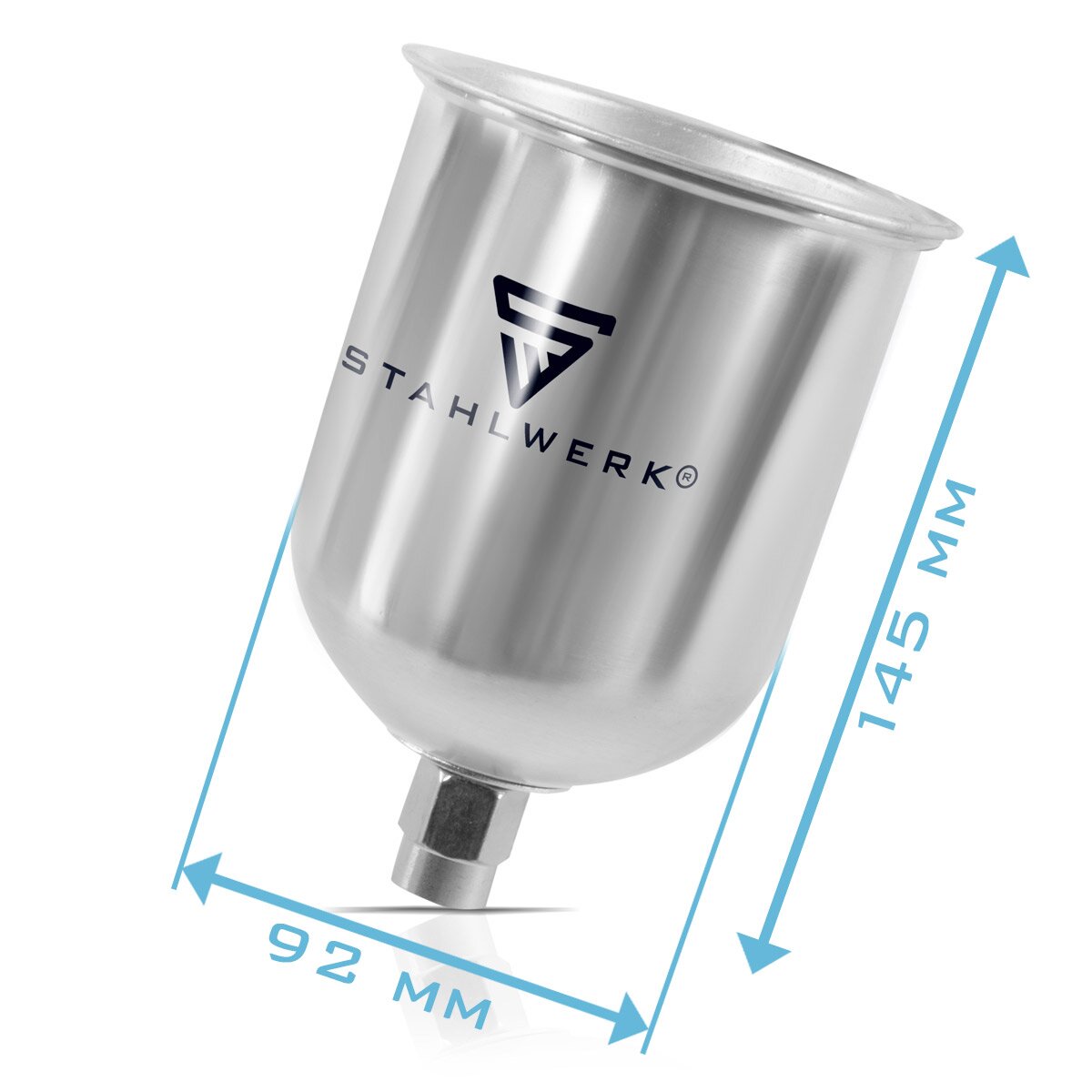 STAHLWERK juego de vasos de pintura de aluminio 125 ml / 600 ml vaso de pintura para pistola de pintar / pistola pulverizadora / pistola pulverizadora / pistola pulverizadora