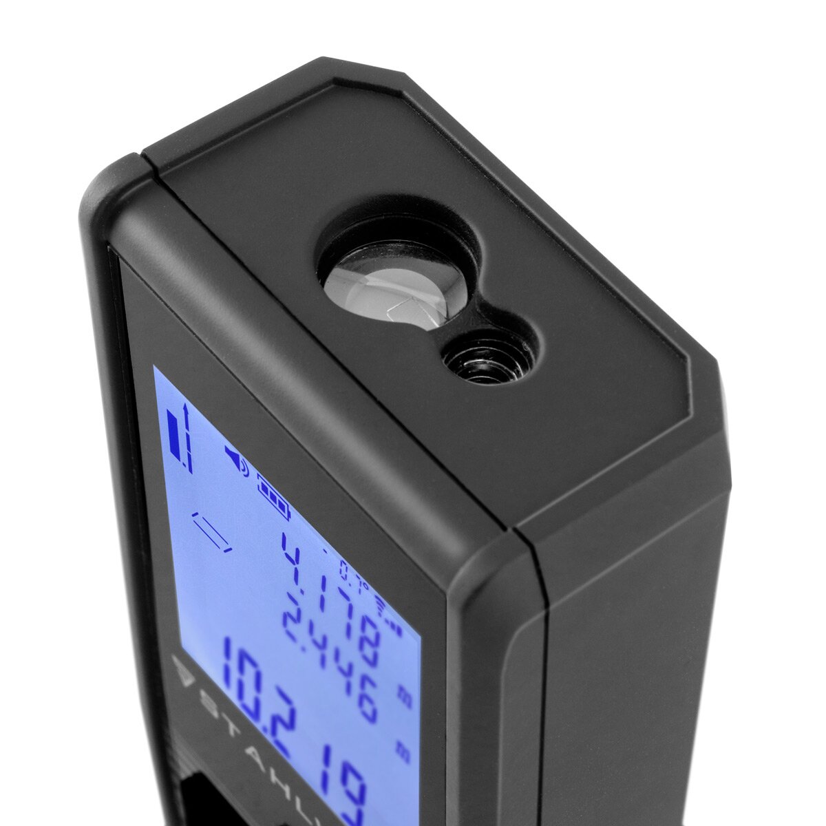 Telémetro láser STAHLWERK LE-60 ST Medidor de distancias de hasta 60 m con pantalla digital LCD iluminada, medidor de distancias y telémetros para medir distancias y volúmenes con precisión en obras o en interiores