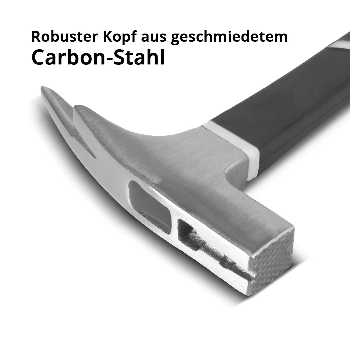 STAHLWERK Latthammer aus geschmiedetem Carbon-Stahl | robuster Klauenhammer mit rutschsicherem Fiberglas-Griff | Zimmermannshammer | Dachdeckerhammer | Fiberglas-Hammer