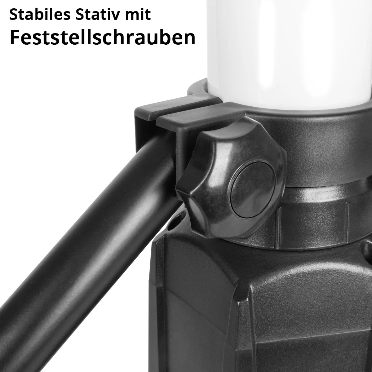STAHLWERK Foco LED de construcción en torre 360° TBS-100 ST | 100 vatios | 7.500 lúmenes | Color de luz diurna de 5000 K | IP44 | Toma adicional 230 V | Robusta luz de trabajo LED