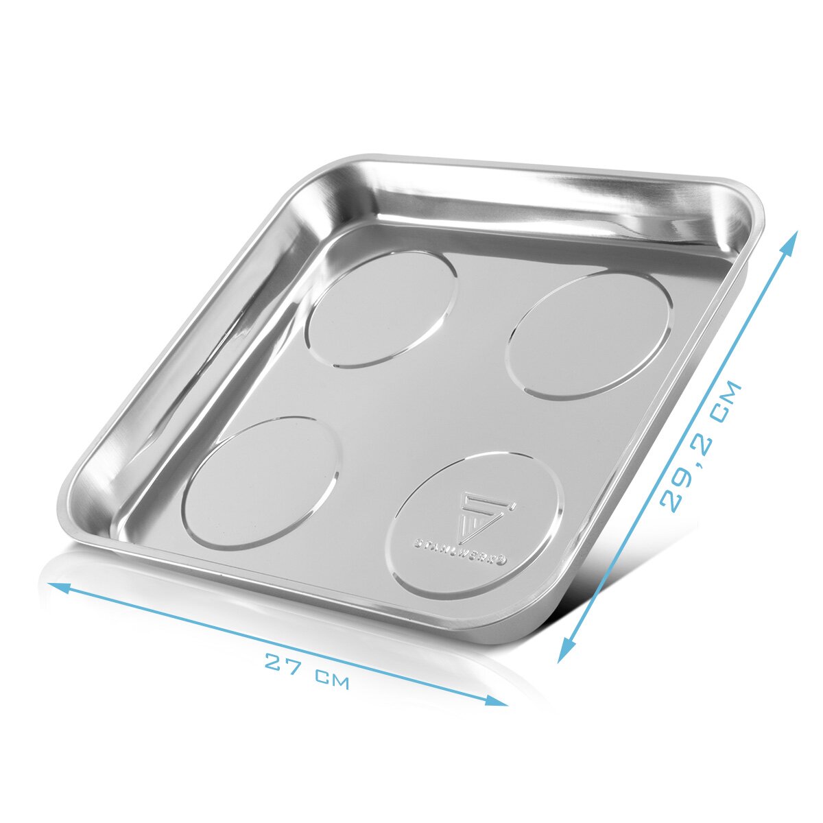 STAHLWERK Magnetschale MS-30 ST 270 x 292 x 30 mm Magnetteller | Schraubenschale | Haftschale | Magnetablage | Magnetische Schale aus Edelstahl mit starker Haftkraft für Schrauben, Nägel und Werkzeuge