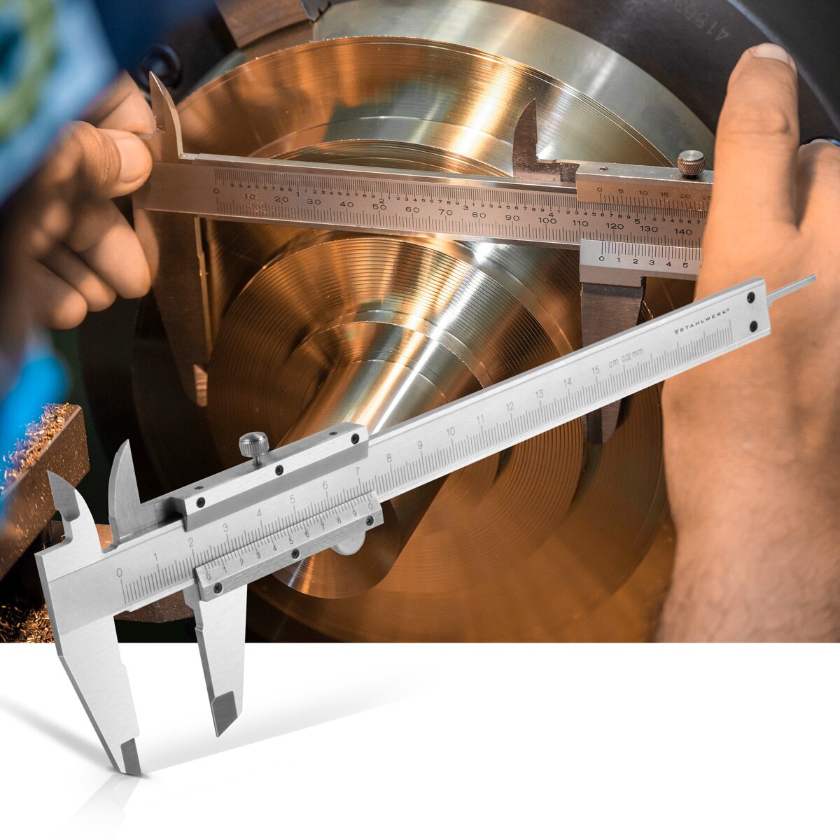 STAHLWERK caliper 0-150 mm DIN 862 caliper / measuring gauge made of hardened carbon steel for external, internal and depth measurements