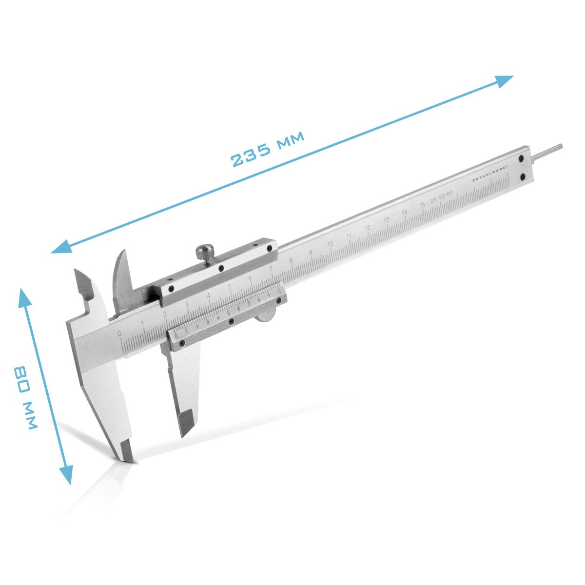 STAHLWERK caliper 0-150 mm DIN 862 caliper / measuring gauge made of hardened carbon steel for external, internal and depth measurements