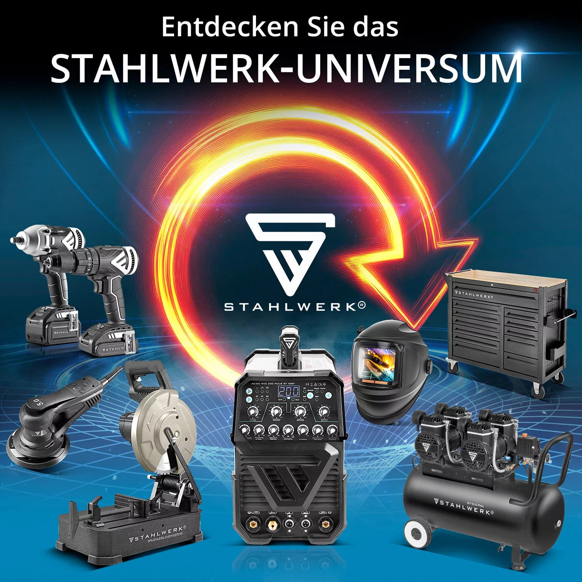 STAHLWERK welding machine MIG MAG 200 ST PLUS inert gas welding machine | IGBT inverter with 200 A, synergic wire feed, FLUX, Lift-TIG and MMA | ARC function