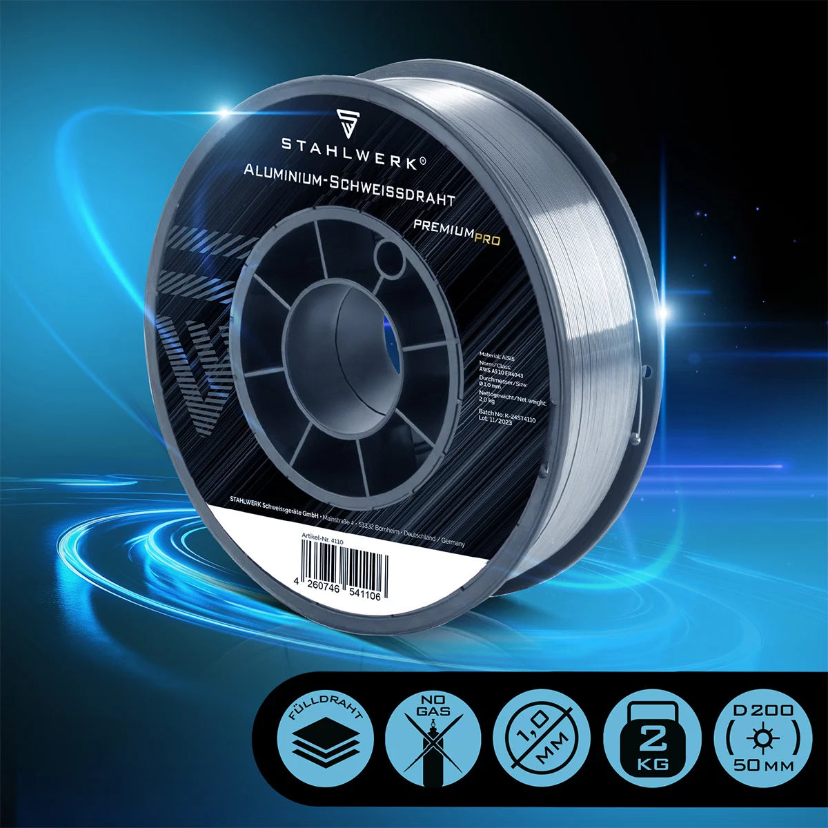 STAHLWERK MIG MAG Premium welding wire / wire roll ER70S-6 SG2 1.0 mm S270/D270 15 kg for welding work with inert gas