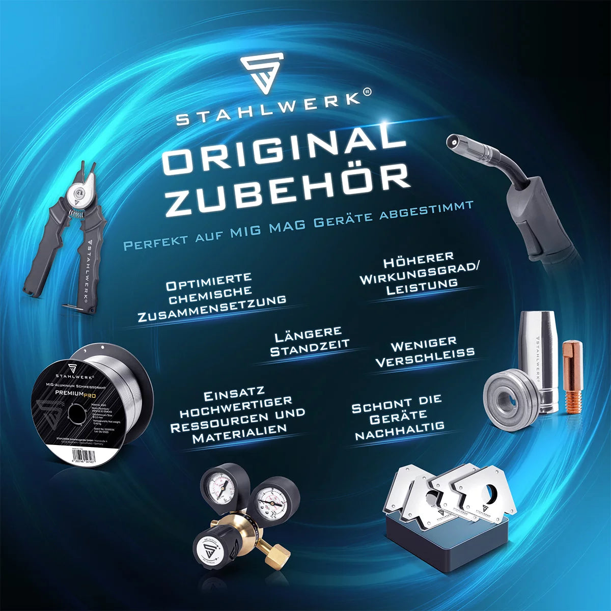 STAHLWERK MIG MAG welding wire ER70S-6 SG2 Ø 0.6 mm S100/D100 wire roll 1 kg in a set of 3
