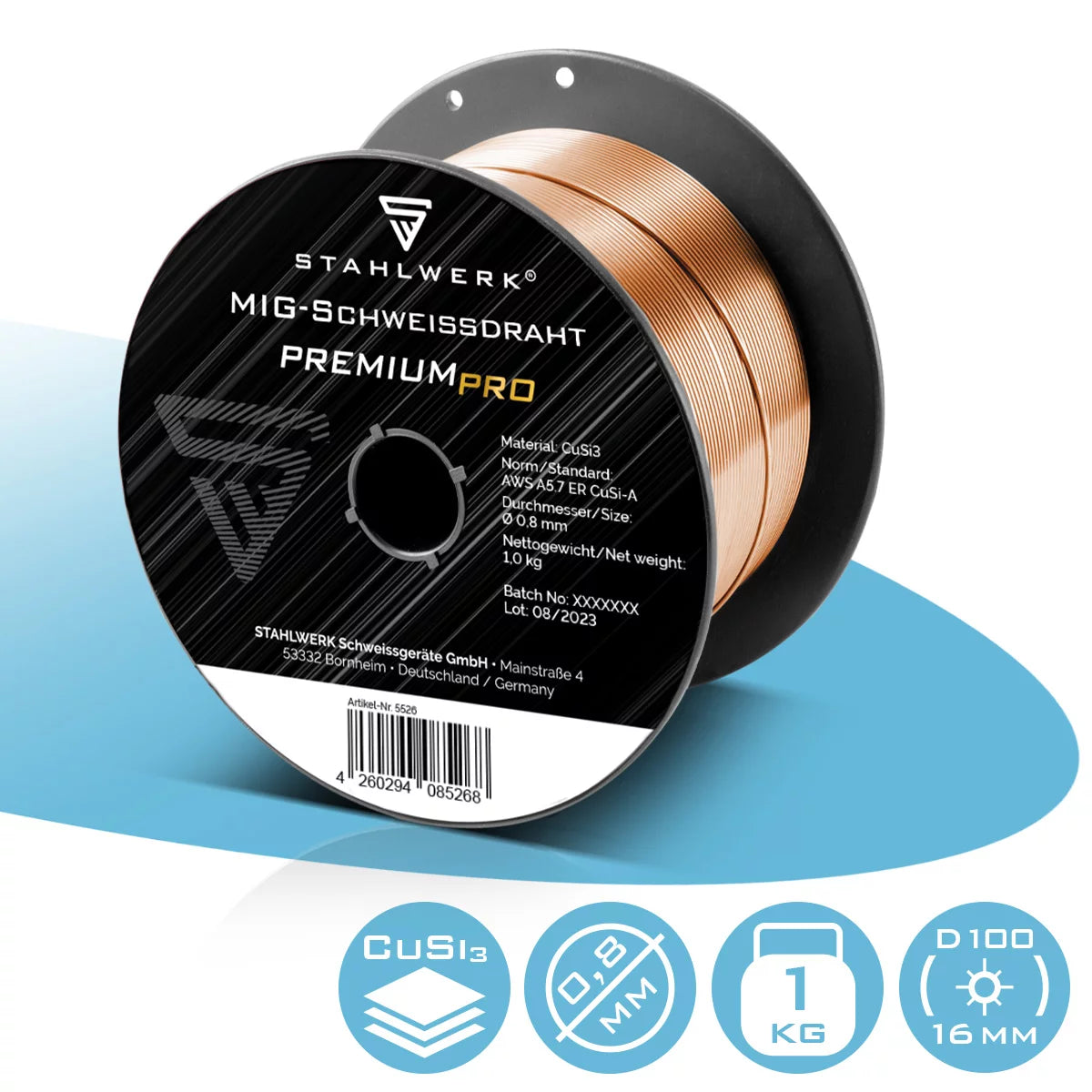STAHLWERK MIG MAG CuSi3 welding wire 0.8 mm 1 kg wire roll