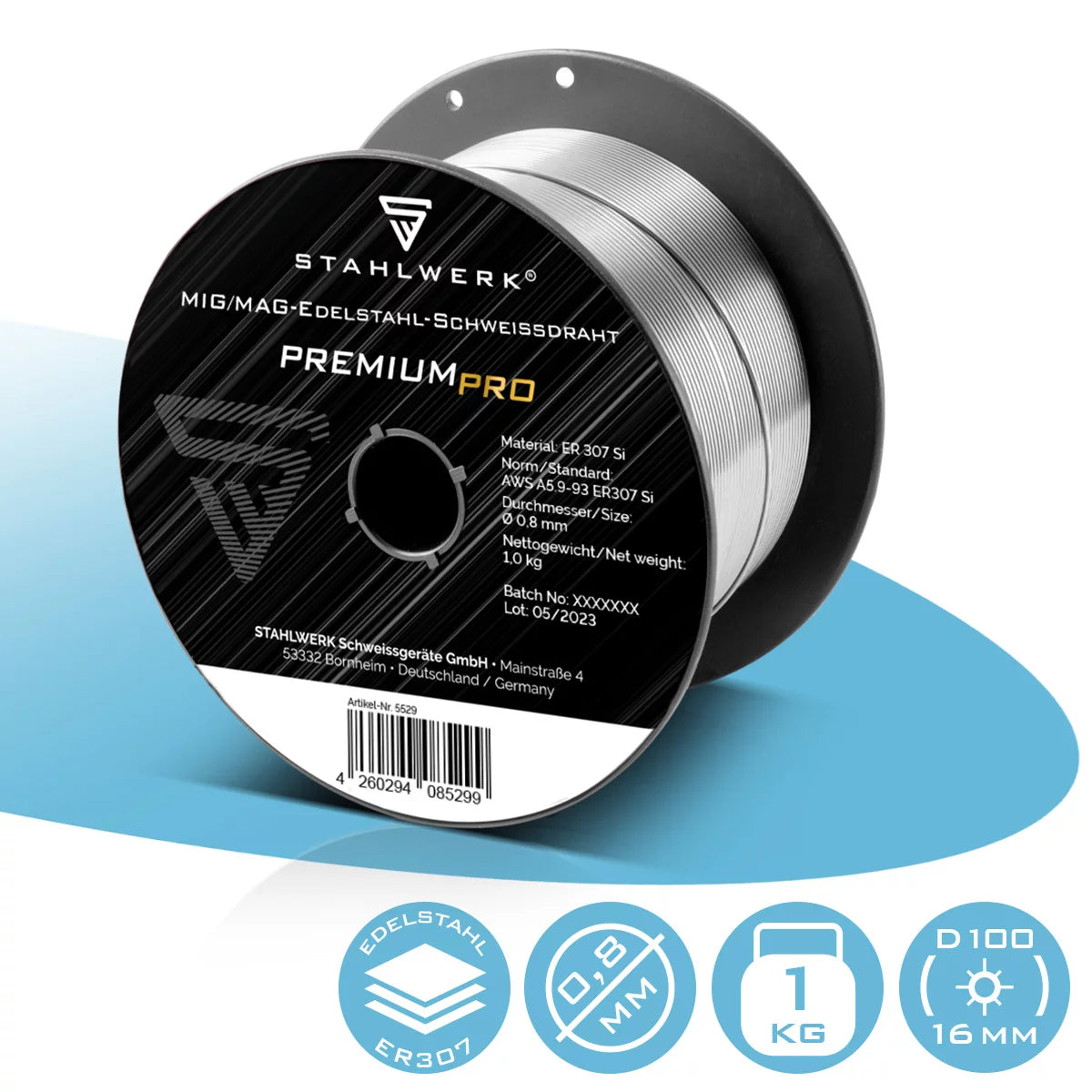 STAHLWERK MIG MAG stainless steel ER 307 Si welding wire 0.8 mm on 1 kg wire roll