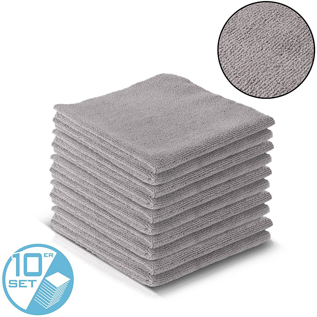 STAHLWERK Mikrofaser-Handtuch 10er Set 40 x 40 cm 300 gsm Trockentuch | Reinigungstuch | Poliertuch | Putztuch | Pflegetuch | Mikrofaser-Tuch | dunkelgrau