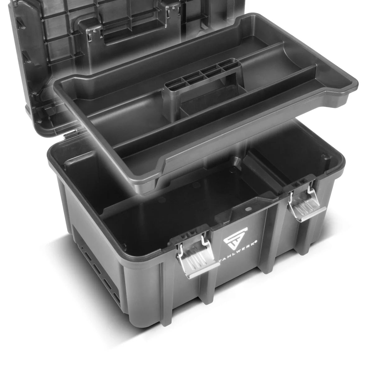 Juego de herramientas STAHLWERK | 3 cajas de herramientas apilables | Carro de herramientas móvil con plataforma rodante | Sistema modular flexible con cajas surtidas | Cajas de herramientas móviles con organizadores de piezas pequeñas.