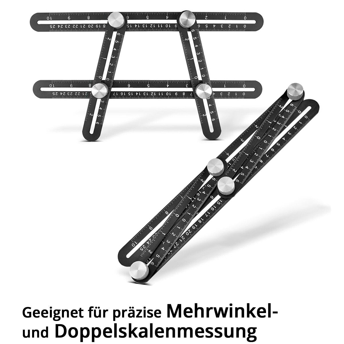 Jeu de règles STAHLWERK avec règle de mesure multi-angles, règle triangulaire et triangle d'angle avec butée pour mesurer, marquer, marquer et dessiner avec précision.
