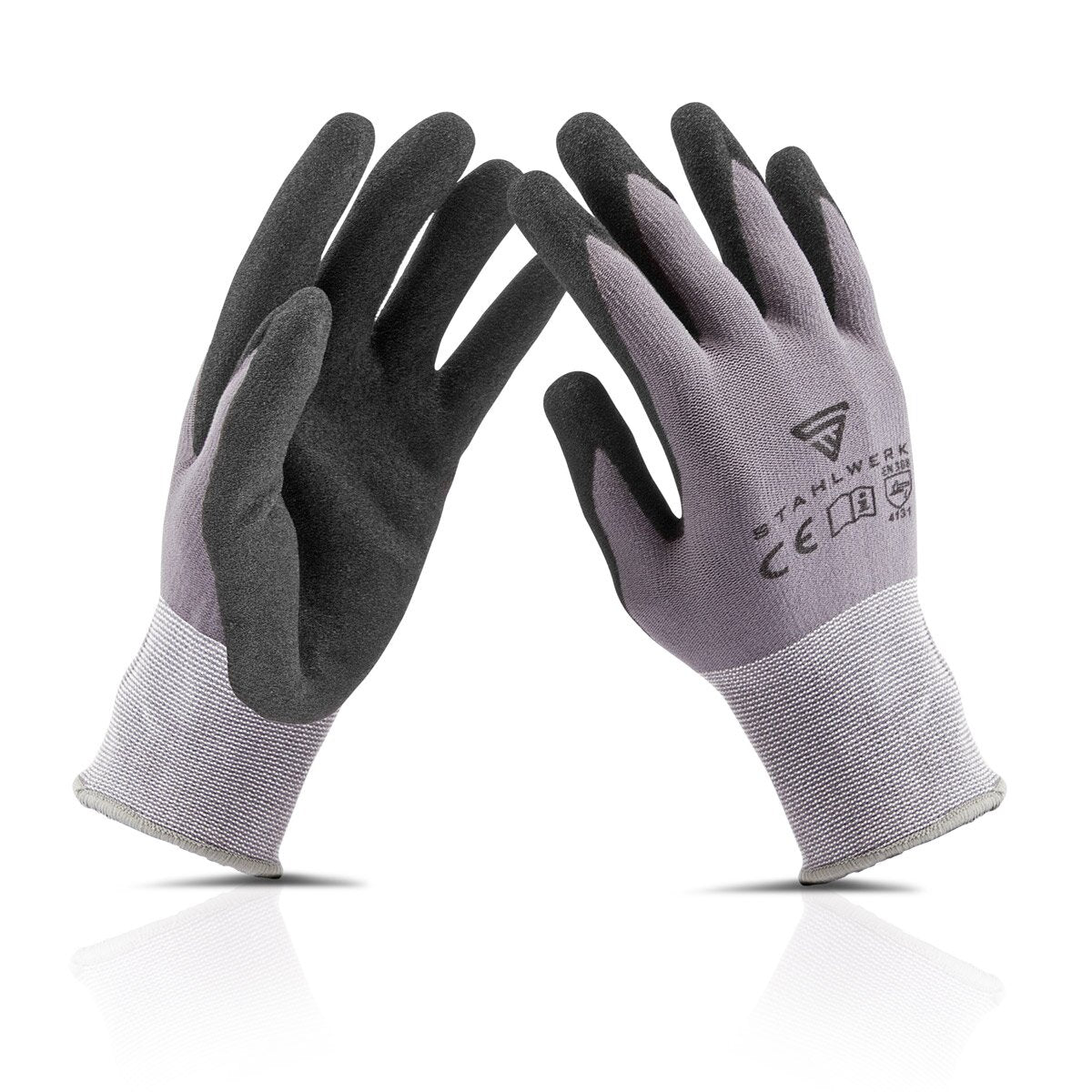 STAHLWERK work and assembly gloves size L pack of 5 / protective clothing / robust and hard-wearing made of nitrile rubber