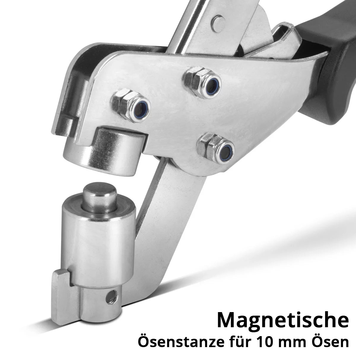 STAHLWERK Ösenzange Set 10 mm mit Lochstanze und 250 Ösen magnetische Profi-Ösenzange | Ösenpresse | Ösenstanze | Ösenwerkzeug aus gehärtetem Stahl