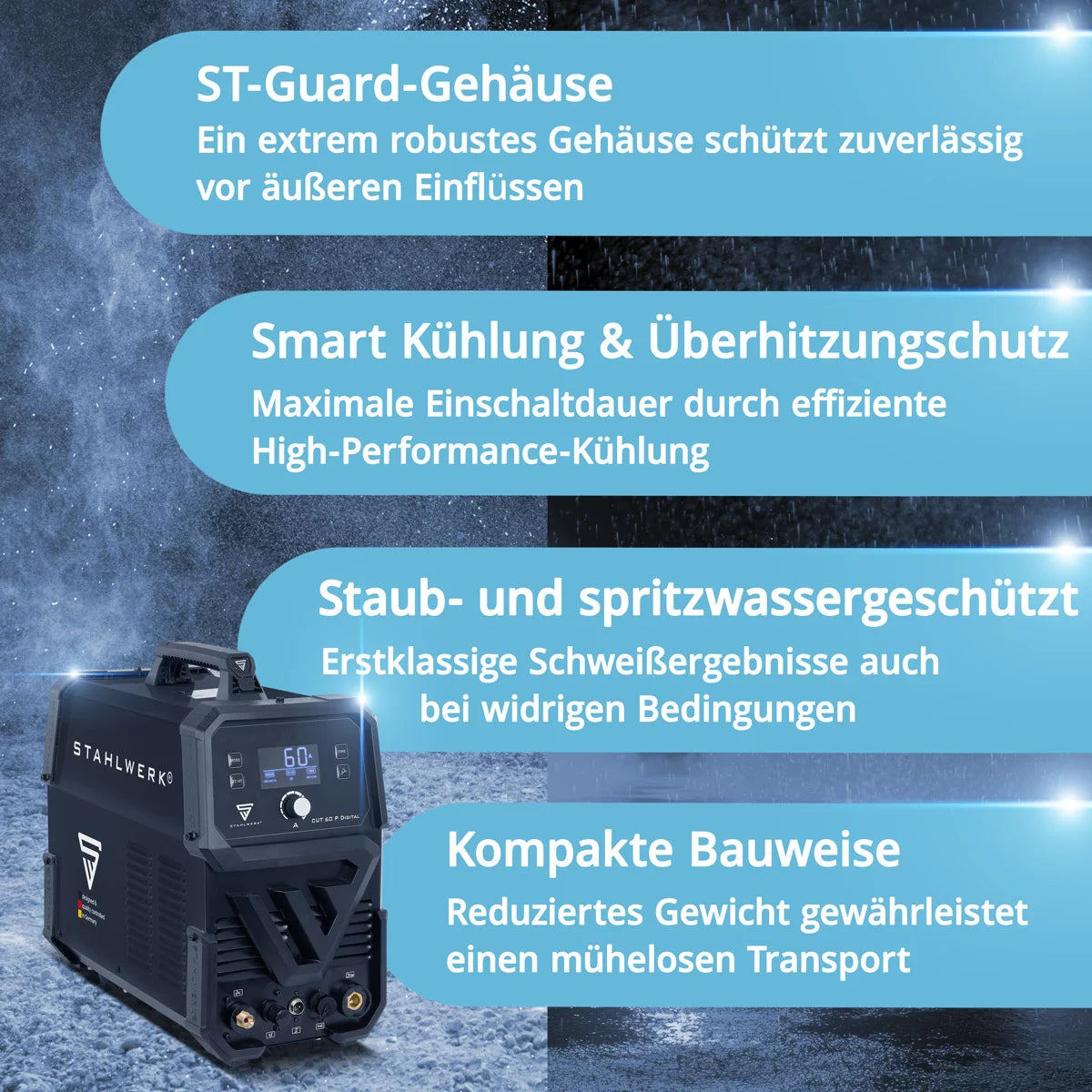 STAHLWERK Plasmaschneider CUT 60 P Digital | 60 A Inverter-Plasmaschneider | HF-Pilotzündung | Digitalanzeige | THC-Schnittstelle für CNC | Schneidleistung bis 20 mm | Plasma Cutter mit 2T/4T-Funktion