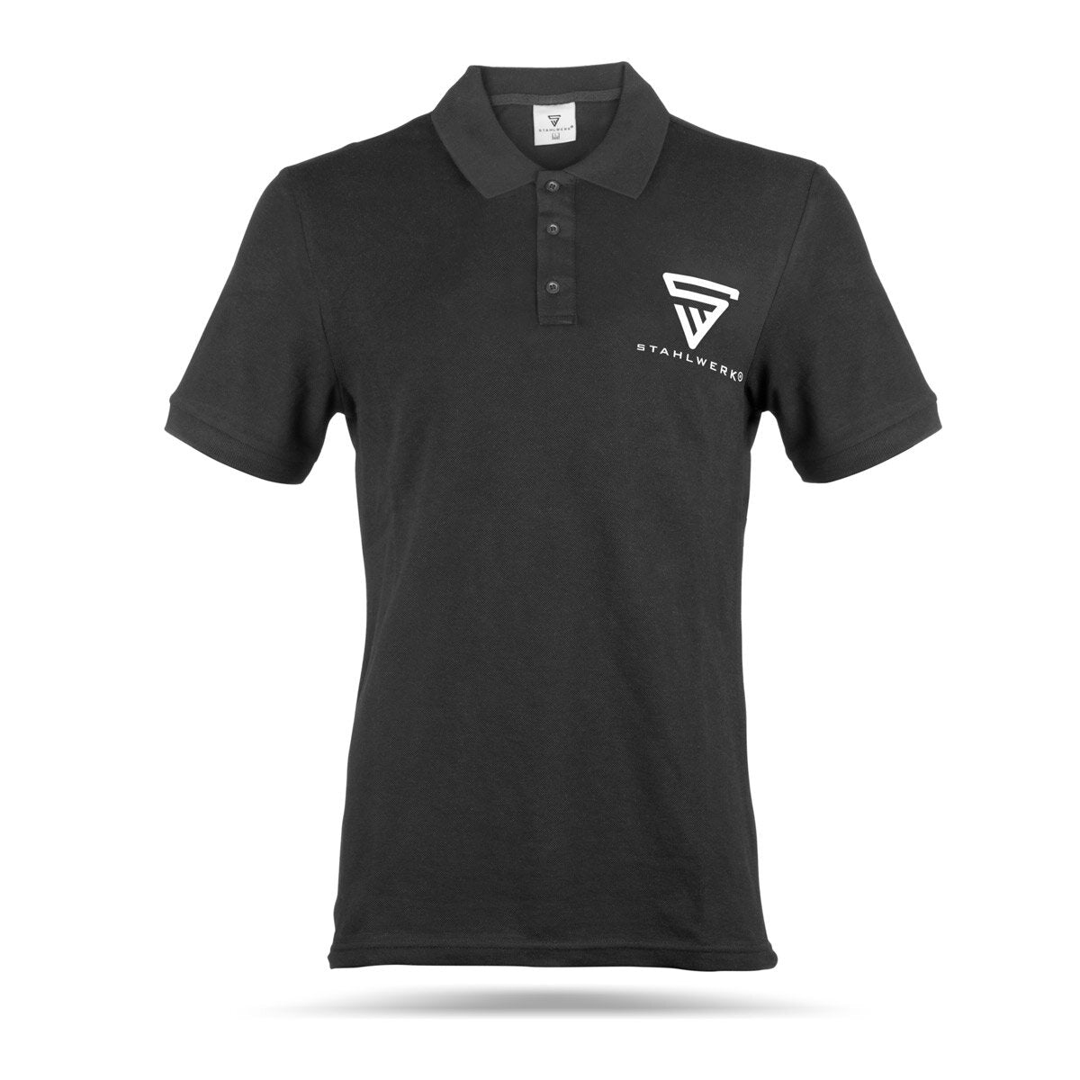 Polo STAHLWERK talla XL polo negro de manga corta con logo estampado confeccionado en 100% algodón