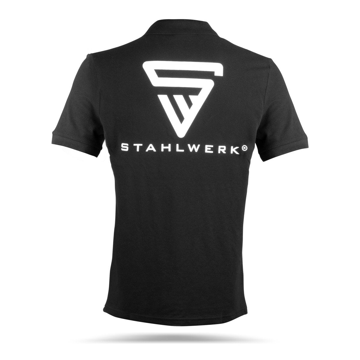 Polo STAHLWERK talla XL polo negro de manga corta con logo estampado confeccionado en 100% algodón
