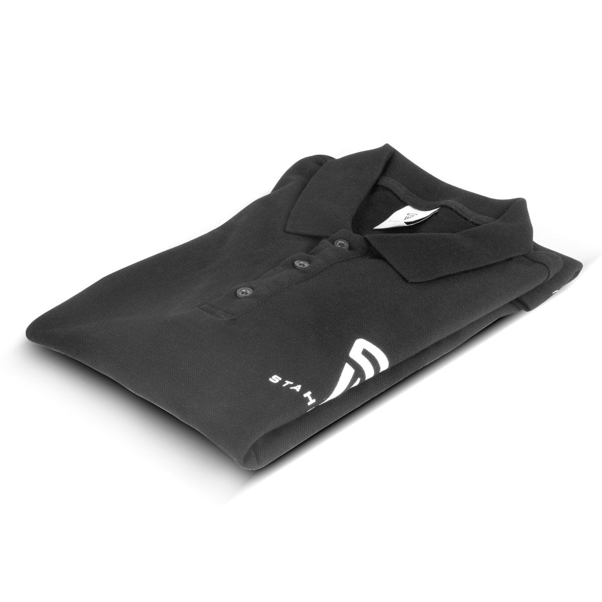 Polo STAHLWERK talla XL polo negro de manga corta con logo estampado confeccionado en 100% algodón