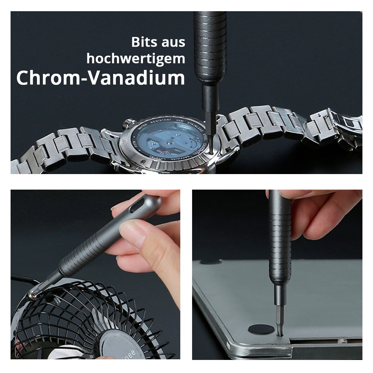 STAHLWERK Präzisions-Schraubendreher Set PSS-51 ST 51-teiliges Feinmechanik Set | Feinwerkzeug | Feinschraubendreher | Feinschraubenzieher mit Chrom-Vanadium-Bit-Set