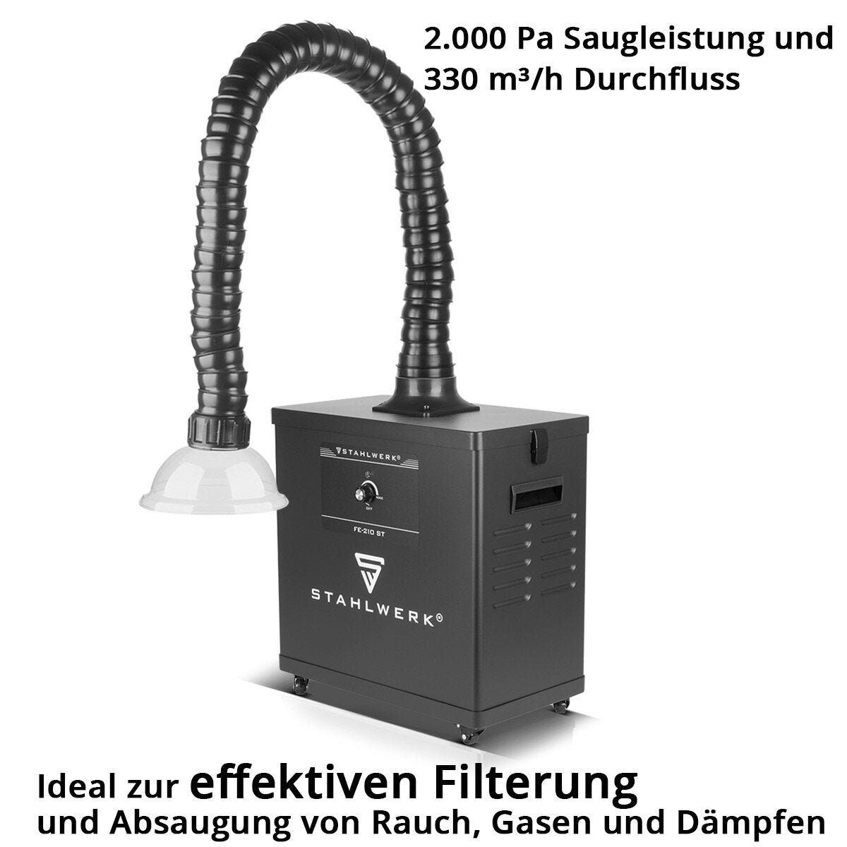 Désenfumage STAHLWERK FE-210 ST avec triple filtre et système d'aspiration 210 W | Absorbeur de fumée | Évent de fumée | Extraction des fumées de soudage et de brasage pour filtrer et extraire les fumées, les gaz et les vapeurs