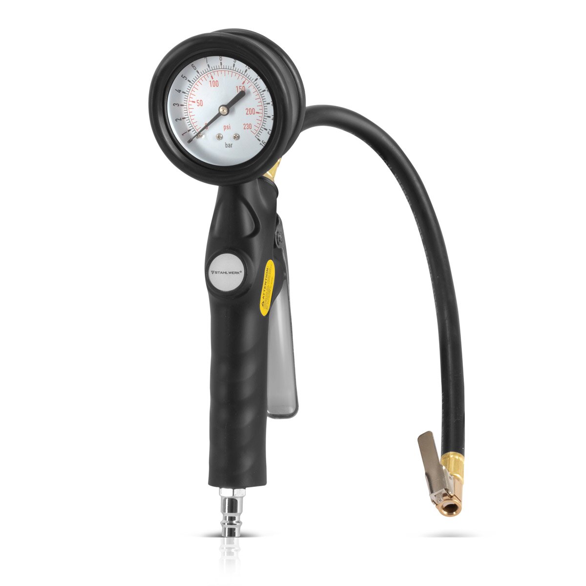 STAHLWERK compressed air tire inflation gun DRA-162 ST | Compressed air tire inflator with pressure gauge measuring range | 2-in-1 tire pressure gauge for cars, trucks, motorcycles, bicycles | Measuring range 0 to 16 bar/ 0 to 230 PSI