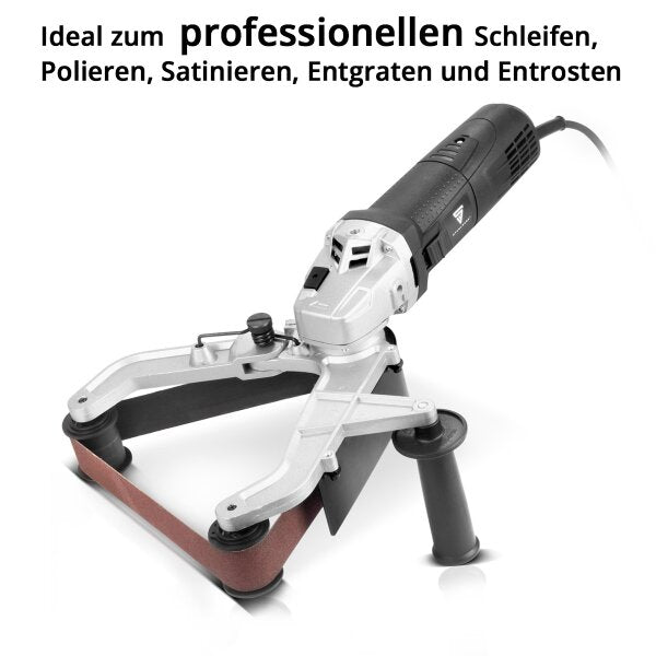 Lijadora de cinta para tubos STAHLWERK RS-1300 ST con 1.300 W y 1.100 - 3.200 rpm para cintas de lijado de 760 mm | Lijadora para tubos | Rectificadora | Molinillo | Lijadora de banda para desbastar, pulir y desbarbar