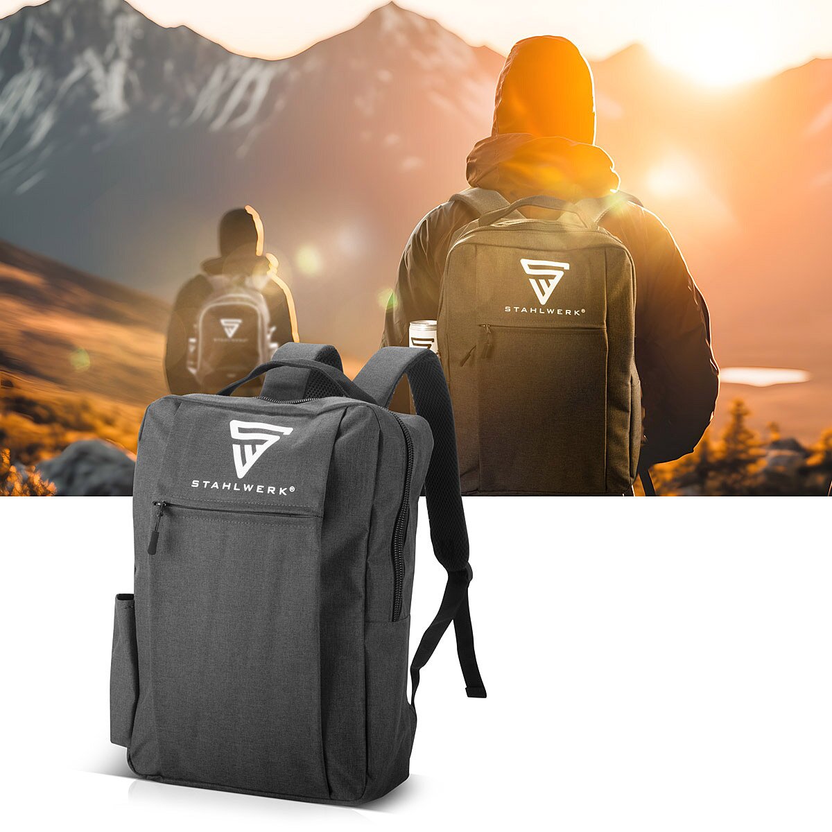 STAHLWERK Multifunctional laptop backpack | Notebook backpack | Backpack made of robust polyester, work backpack with padded 15.6" laptop compartment and many storage compartments