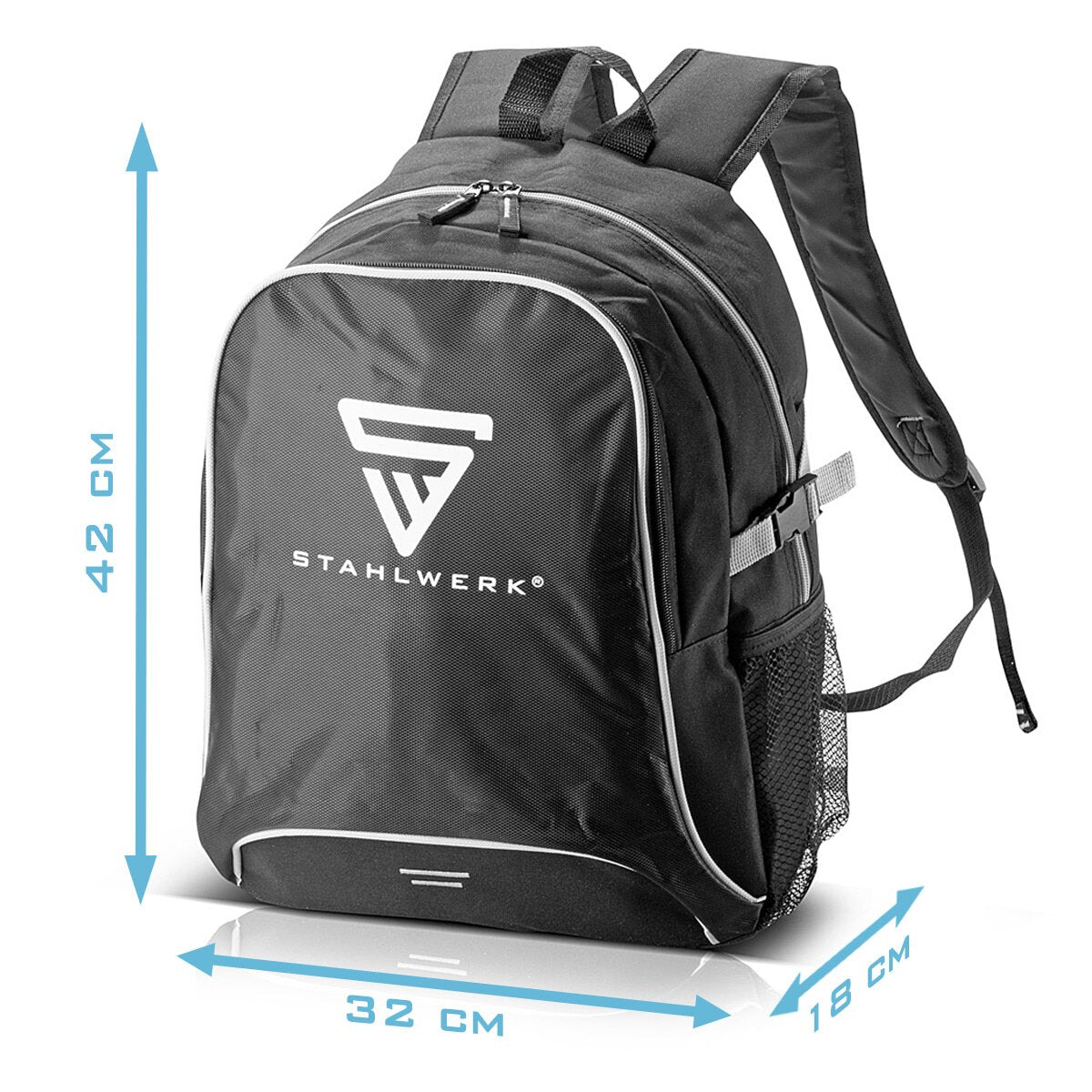 STAHLWERK Practical leisure backpack 27 liters, sports backpack made of robust and water-repellent ripstop polyester, daypack | Hand luggage | Travel backpack with two large compartments