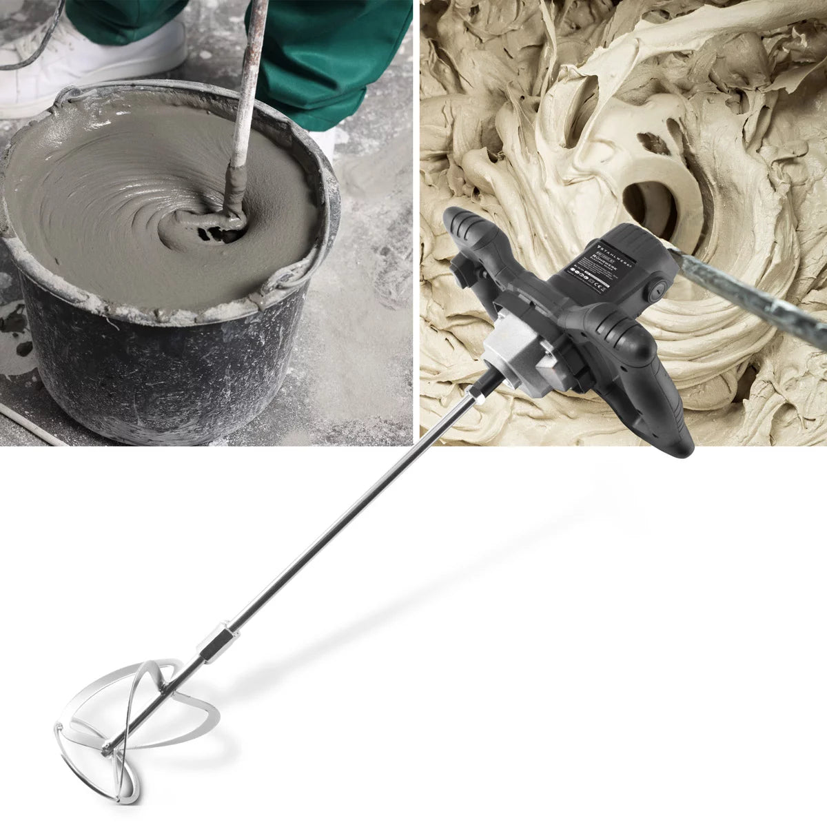 Agitateur STAHLWERK RW-1200 ST | 1 200 W et 850 tr/min | Agitateur à mortier électrique avec fouet supplémentaire 120 x 600 mm | Contrôle de vitesse et interrupteur de sécurité | Bétonnière | Agitateur de peinture | mélangeur de couleurs