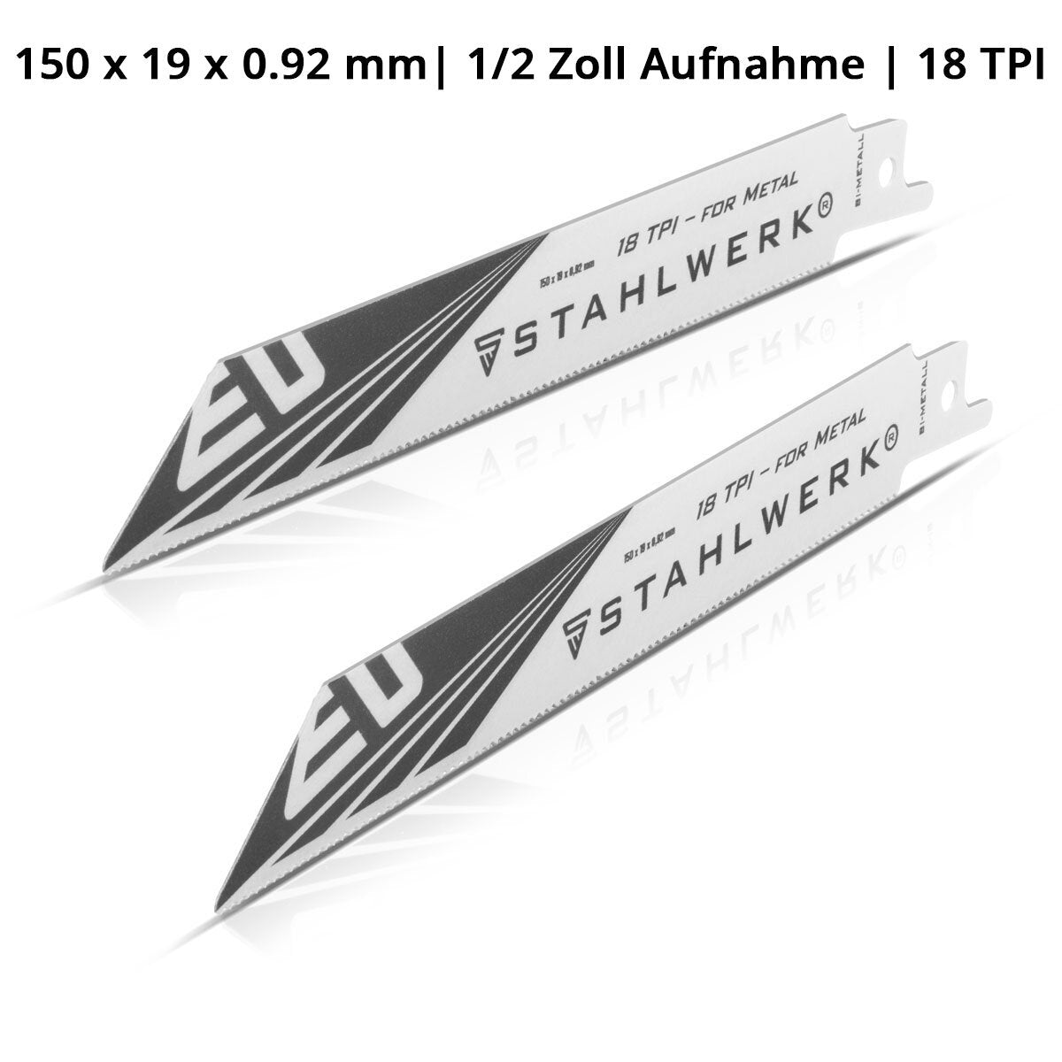 STAHLWERK metal saw blade set of 2 150 x 19 x 0.92 mm long life reciprocating saw blades | Reciprocating saw blades with 1/2 inch holder and 18 TPI for reciprocating saws | Reciprocating saws | Jigsaws