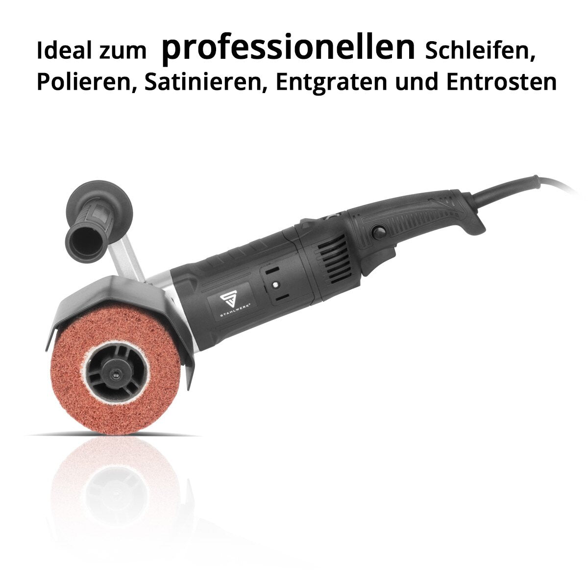 STAHLWERK Satiniermaschine SM-1500 ST mit 1.500 W Leistung und 600 - 3.200 U/min für 125 mm Satinierwalzen Bürstenschleifer | Walzenschleifmaschine | Bürstenschleifgerät | Schleifroller