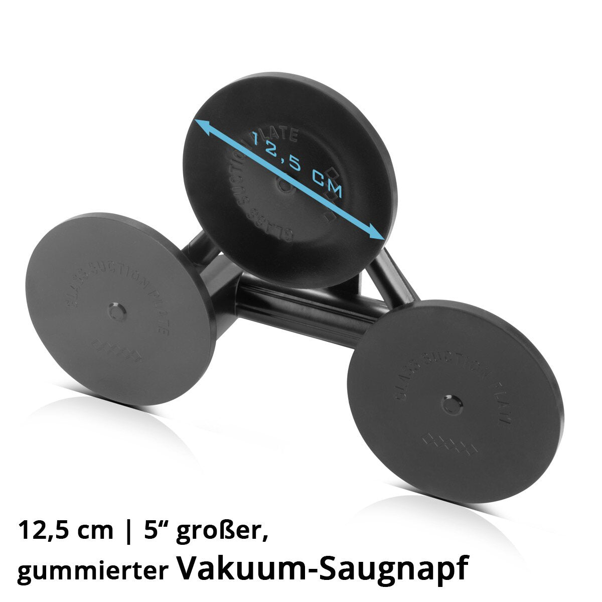 STAHLWERK Dreifach-Saugheber mit 150 kg Tragkraft und 3 x 12,5 cm | 5“ Durchmesser Vakuumheber | Glasheber | Fliesenheber | Scheibenheber | Saughalter | Sauggriff | Glassauger für Glas, Fliesen, Bleche, Möbel und Laminat
