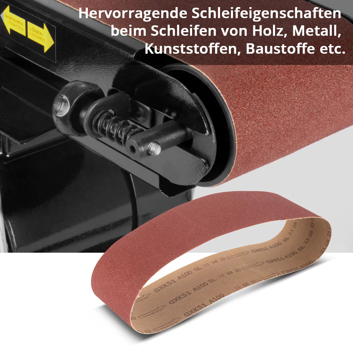 STAHLWERK juego de 10 bandas de lija de 915 x 100 mm con papel de lija universal de grano K100 | Bandas de lijado | Abrasivos para lijadoras de banda y lijadoras.